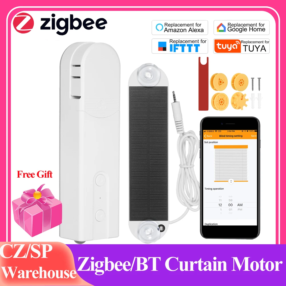 Tuya Smart Life Zigbee Curtain Blind Switch for Roller Shutter Motor Solar Powered BT Control Work With Alexa Google | Обустройство