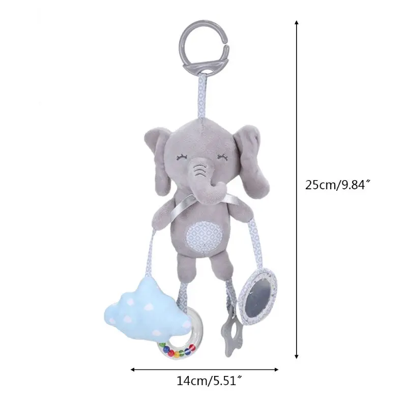 

Baby Kids Plush Toys Cartoon Animal Rattle Hand Bell with Mirror Infant Teether