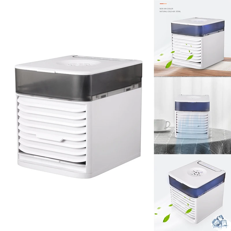 

Air Cooler Fan Mini Desktop Portable Air Conditioner with 7 Colors Light Personal Air Conditioner Fan for Home Office