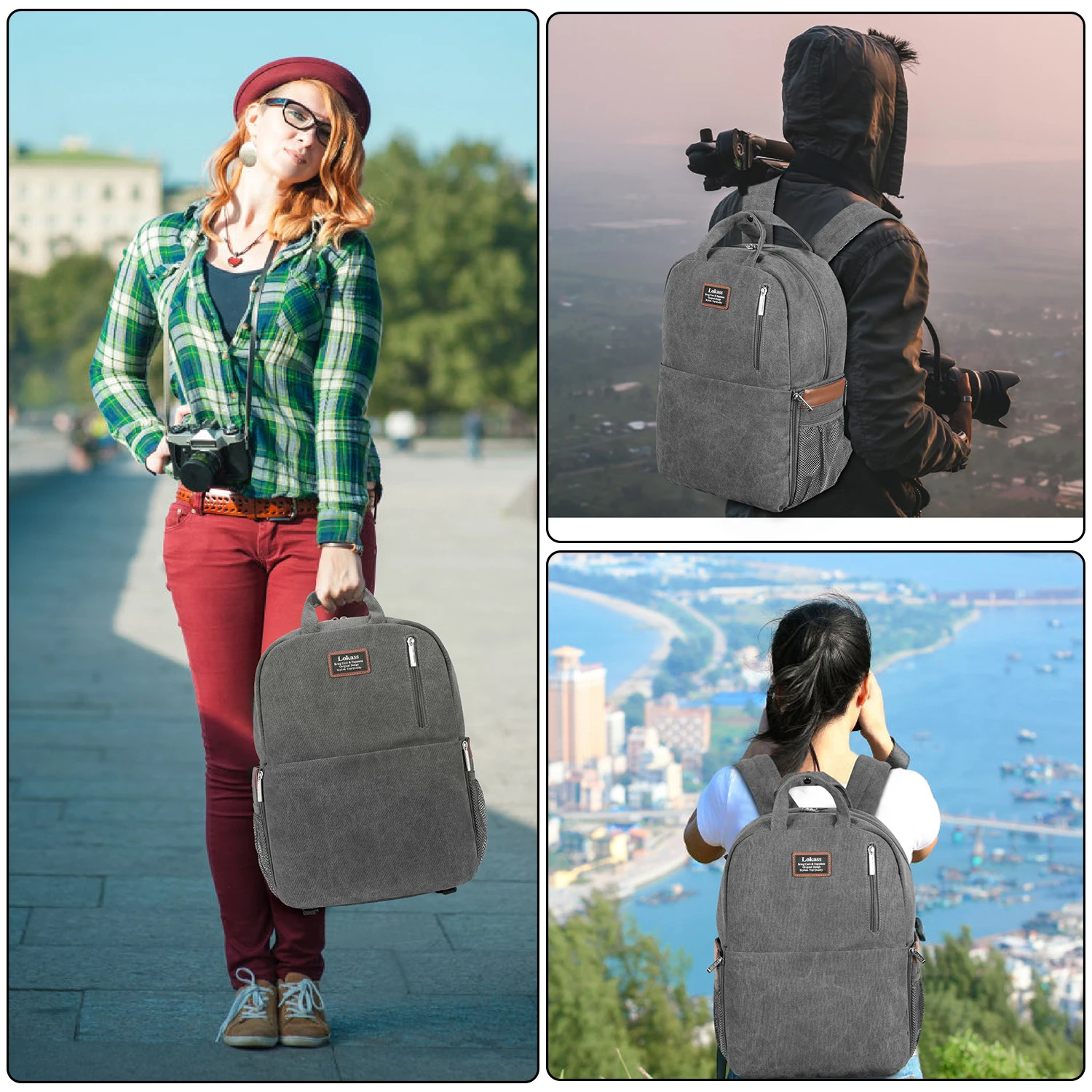 lokass travel camera backpack slrdslr camera bag largecamera case canvas outdoor 15 6 inch tablet laptop bag free global shipping