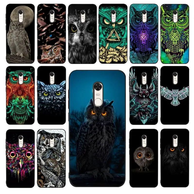 

YNDFCNB Animal Owl Phone Case for Redmi 5 6 7 8 9 A 5plus K20 4X 6 cover