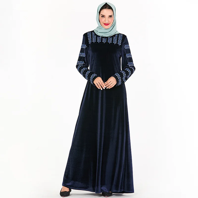 Бархатное платье с цветочной вышивкой кафтан марокканский турецкий