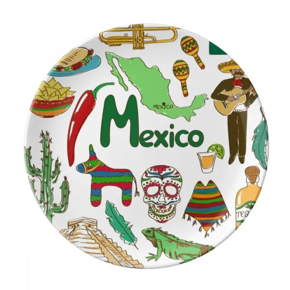 

Mexico Landscap Animals National Flag Dessert Plate Decorative Porcelain 8 inch Dinner Home