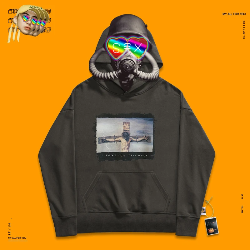 С капюшоном рэп свободный самодельный Досуг Толстовка Мужская Аниме комиксы Ins