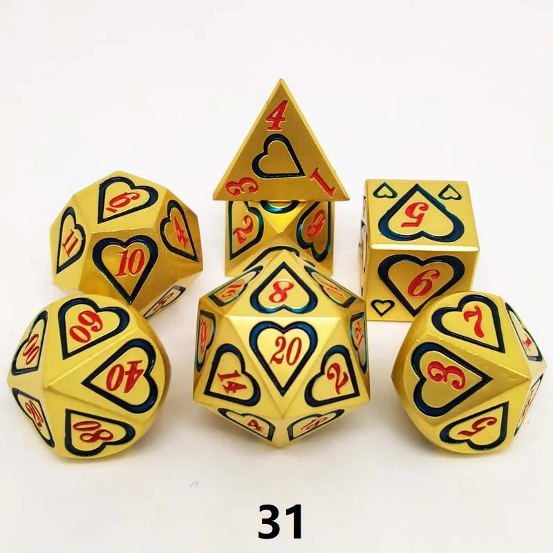 Новое поступление многогранные кубики rpg dnd 20 d6 набор Металлических Кубиков 7
