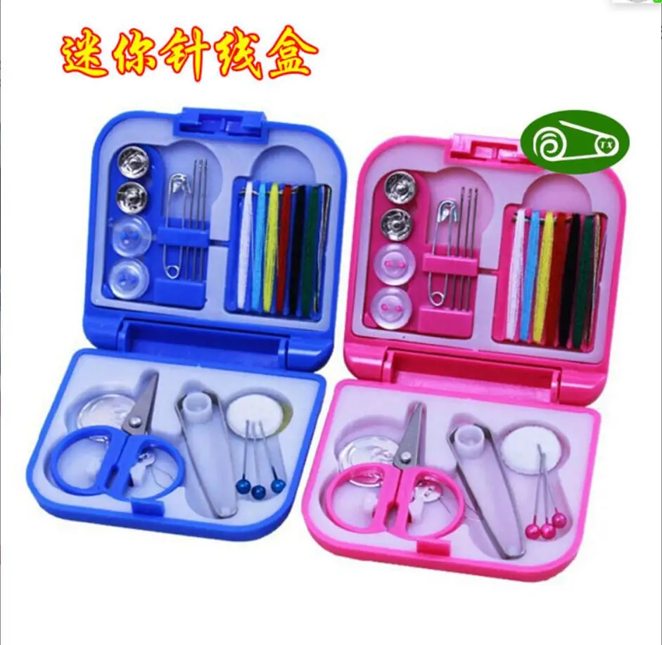 

1Set Mini Sewing Kit Buttons Pins Boxes Household Portable Travel Scissor Thimble Needle Threads Box DIY Sewing Tool H0595