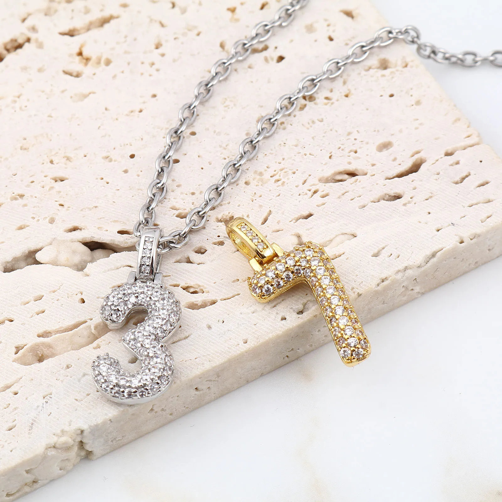 

Number 0-9 Charms Pendant Copper Micro Pave Charms For Jewelry Making Gold Color Clear Rhinestone Number Pendant Necklace