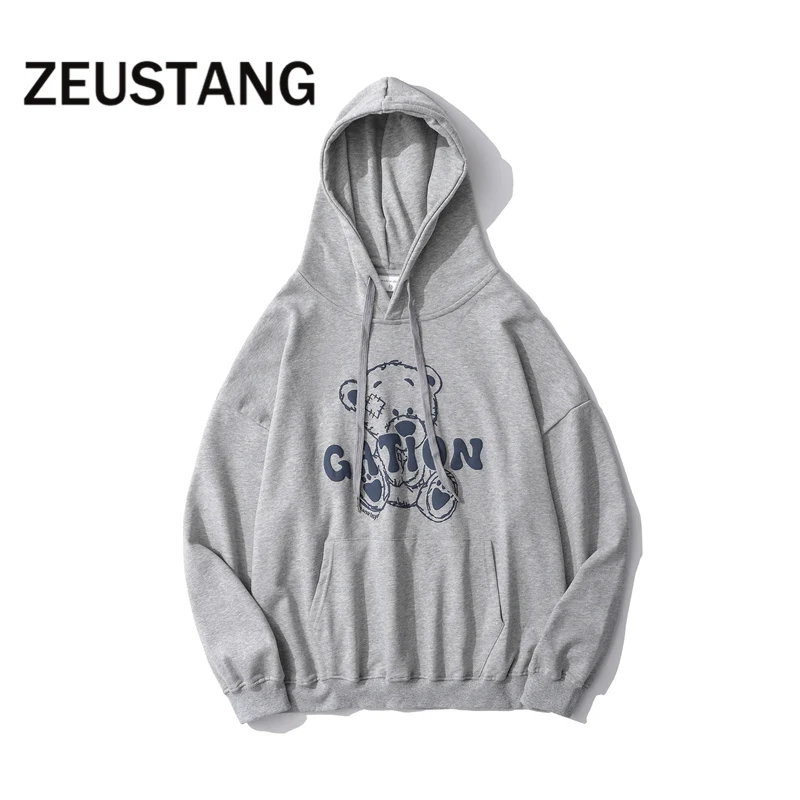 

Zeustang Fashion Hoodies Harajuku Animal Print Pullover Hooded Sweatshirts Streetwear Hip Hop Casual Cotton Tops Outwear
