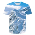 Футболка унисекс с изображением красивого пейзажа, Повседневная летняя рубашка с живописным 3D-принтом снега и гор, для мужчин и женщин