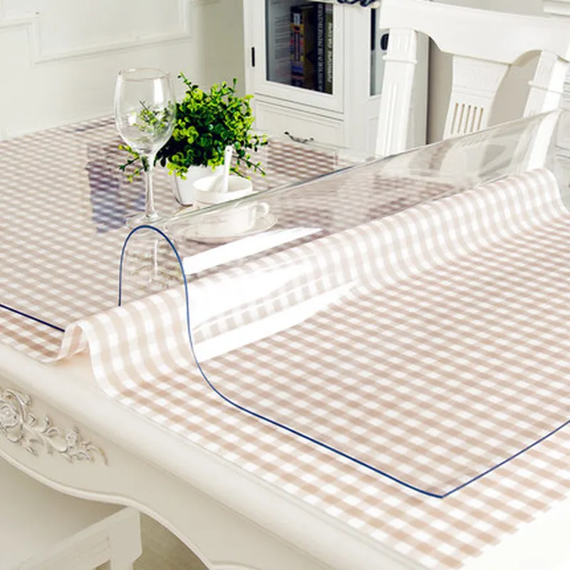 

Transparent table mat pvc thick soft glass table cloth waterproof anti-scald rubber pad desktop mat coffee table pad plastic tab