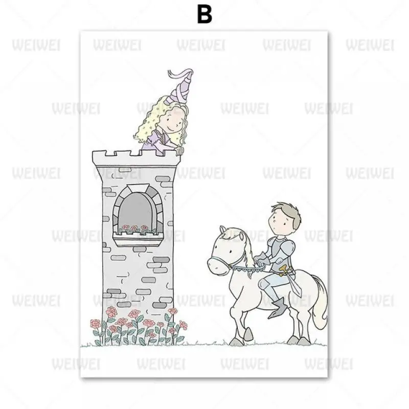 

Cartoon Characters and Animals Posters Home Bedroom Wall Decoration Canvas Paintings for Children Playing with Animals