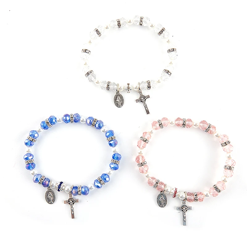 

Beaded Rosary Bracelet Christ Jesus Pendant Religious Anniversary Jewelry Gift