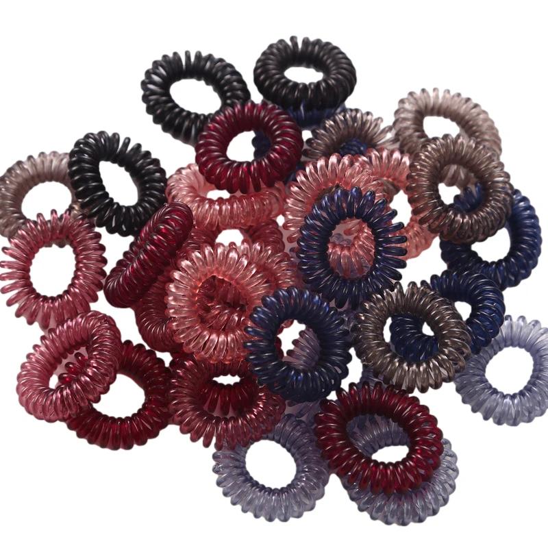 

5Pcs/Set Elastic Hair Bands Girls Transparent Color Hair Ties Hair Ropes For Women Gum Telephone Line Hair Accessories