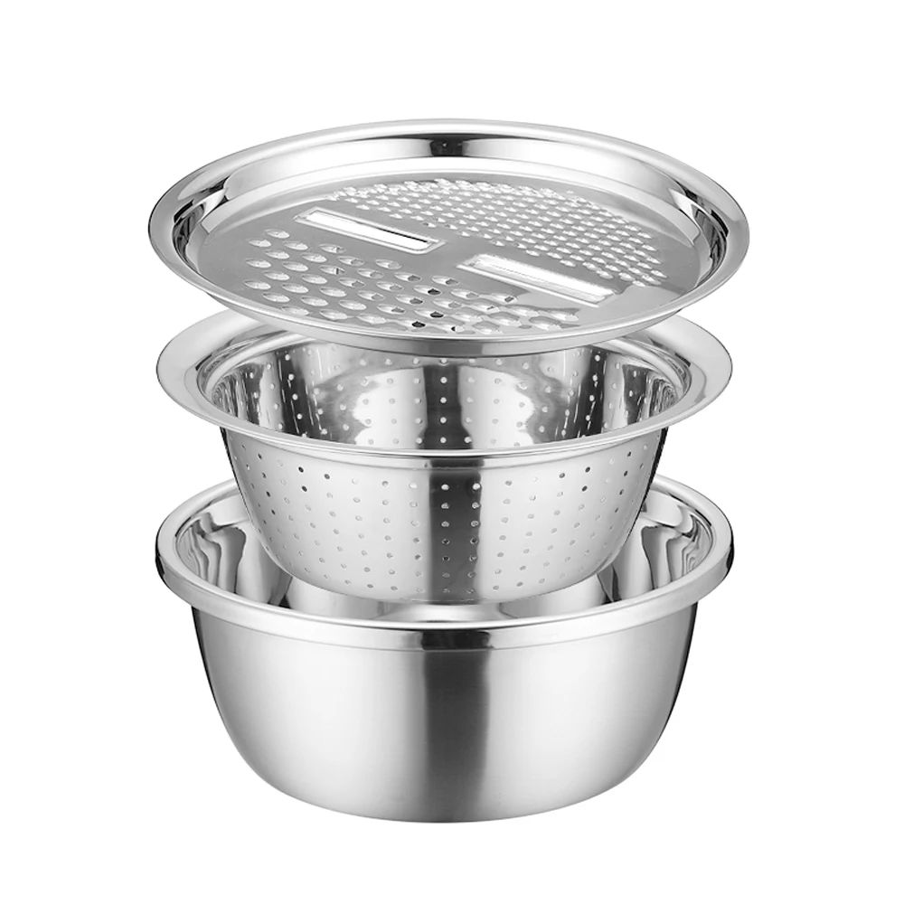 3 In 1 Multifunctional Kitchen Grater Cheese With Stainless Steel Vegetable Slicer Cutter Drain Basin For Fruit Salad Maker Bowl | Дом и сад