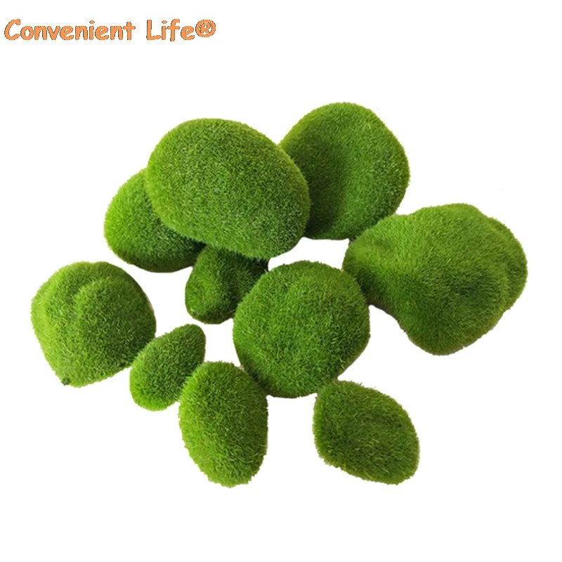 20 Вт 30 PCS 3 * Размеры искусственного камня Мосс Rocks Декоративные Зеленый мох мячи