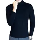 Мужские топы, зимний теплый свитер с высоким воротником и длинными рукавами, облегающий пуловер, вязаная одежда с переплетением, Мужская стрейчевая Базовая Блузка, весенняя одежда