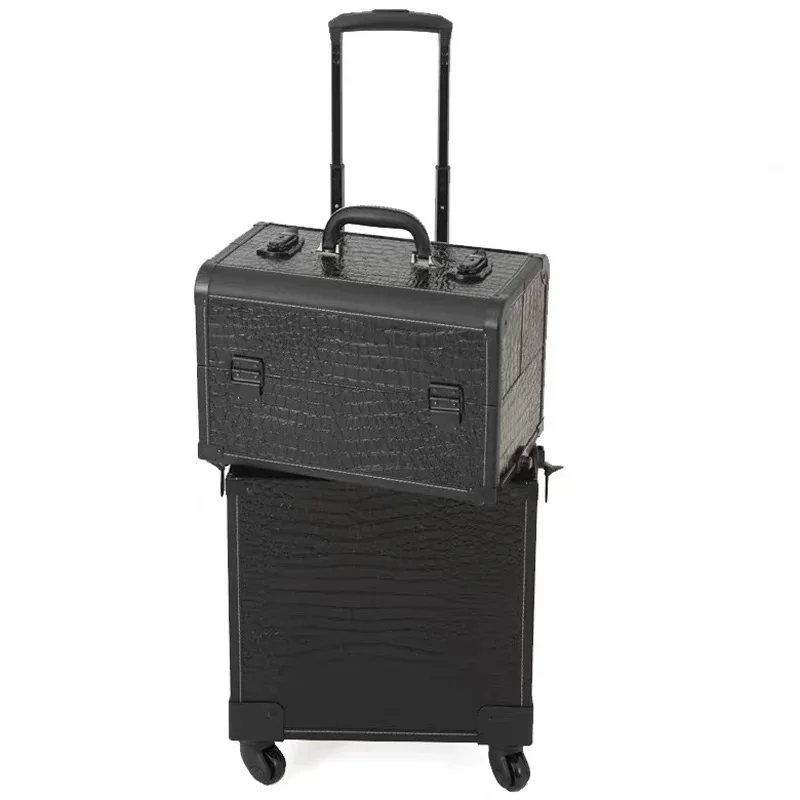 Косметический чемодан на колесиках многофункциональный большой многоуровневый