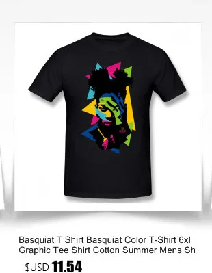 Basquiat футболка Basquiat Warhol Poster T-Shirt 5x футболка с коротким рукавом Хлопковая мужская забавная Футболка с принтом