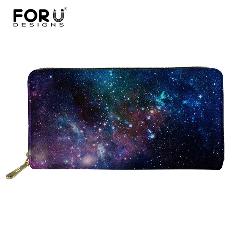 FORUDESIGNS женские кошельки из искусственной кожи Galaxy Space Star женский длинный кошелек