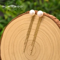 glseevo natural freshwater pearl earrings woman long tassel pendant bohemian handmade fashion earrings ge0852a