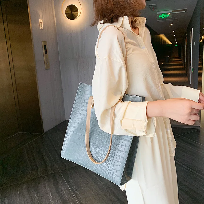 luxury crocodile handbags women bags designer big tote bags for women high quality soft leather shoulder bag women sac a main free global shipping