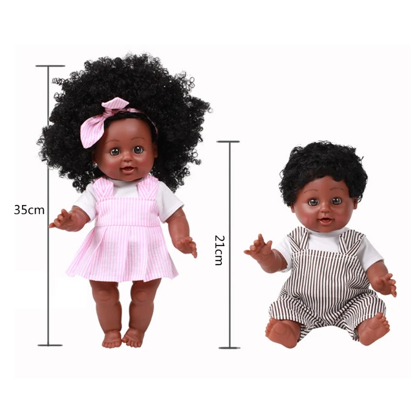 

35cm Black Doll African Girl Princess Lifelike Babies Play Dolls Lifelike Toys 97BC