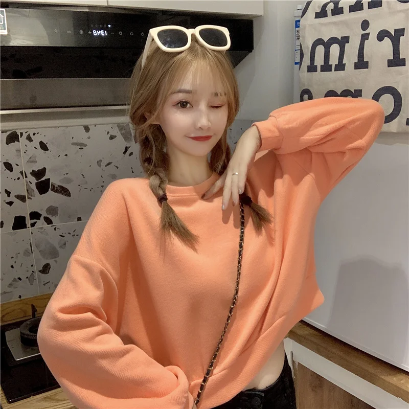 Женский короткий и простой свитер с длинными рукавами | Женская одежда