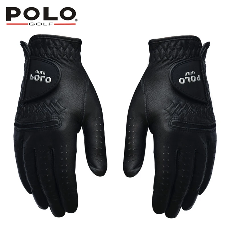 Мужские перчатки POLO для гольфа мягкие дышащие из натуральной кожи с нескользящей