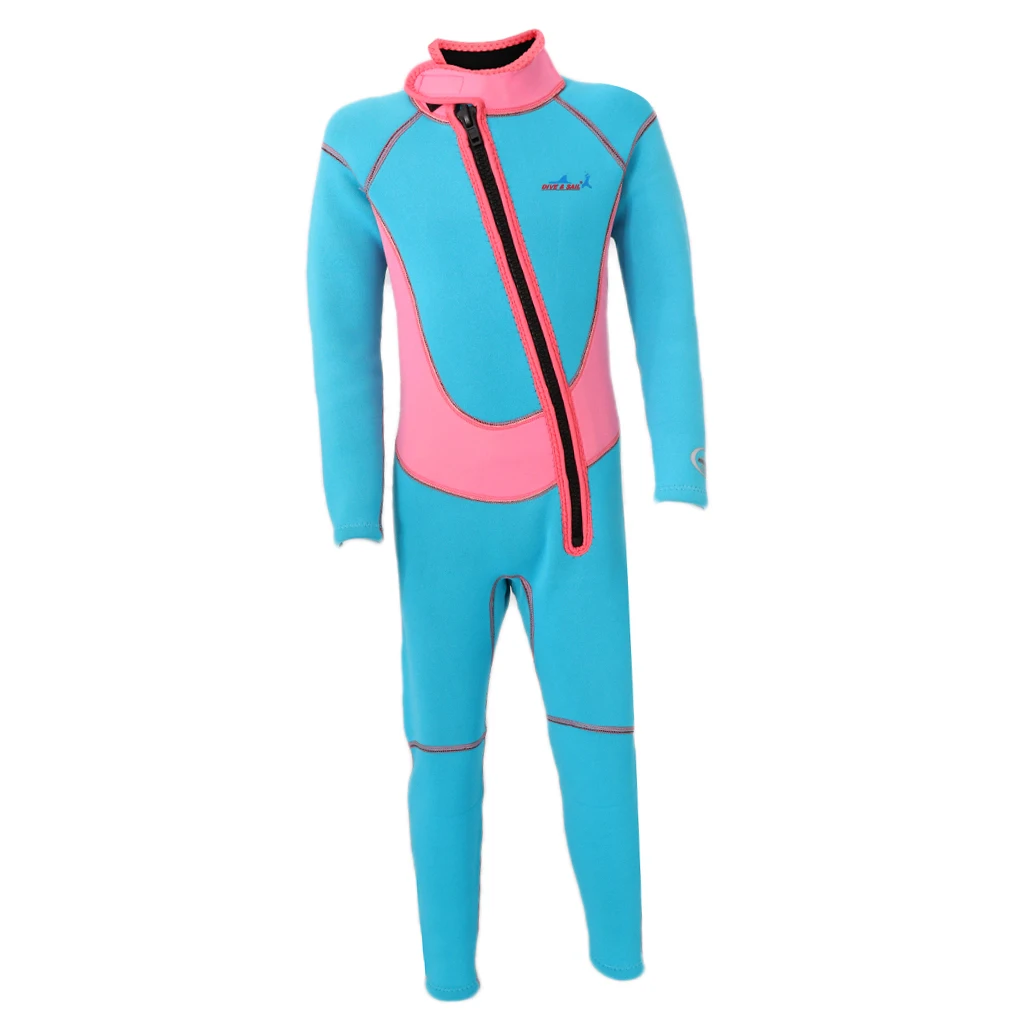 XS pink Детский Гидрокостюм с длинным рукавом 2,5 мм, пляжный купальный костюм на молнии спереди для подводного плавания, длинный гидрокостюм для водных видов спорта - Цвет: XS pink
