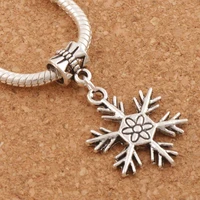 christmas snowflake metal big hole beads 18 8x35mm 100pcs zinc alloy fit european bracelets jewelry diy b738