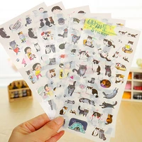 6 pcslot cartoon cat girl cute paper sticker decorative journal scrapbook planner stickers kawaii stationery school supplies