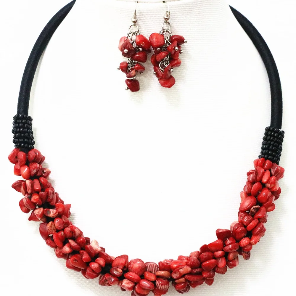 

natural red coral irregular gravel chips beads diy necklace earings for women high grade hot sale jewelry 18inch B520