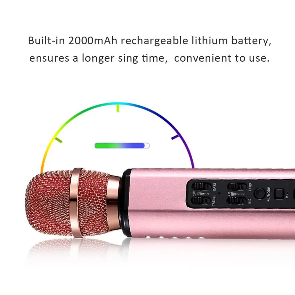 Профессиональный беспроводной микрофон Bluetooth для караоке двойной динамик