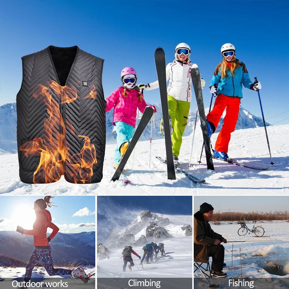 Winter Elderly Heated Warm Vest Blood Circulation USB Charging Fishing Ski Travel Tactical Jacket Windproof Clothe | Спорт и