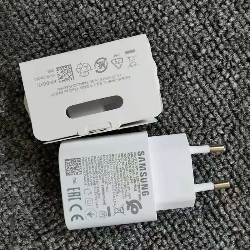 EU Charger and Cable Samsung Note 10 супер быстрое зарядное устройство 25 Вт ЕС Путешествия Usb PD Быстрый ЕС дорожный адаптер для зарядного устройства type C кабель для Galaxy Note 10+ a90 - Тип штекера: EU Charger and Cable