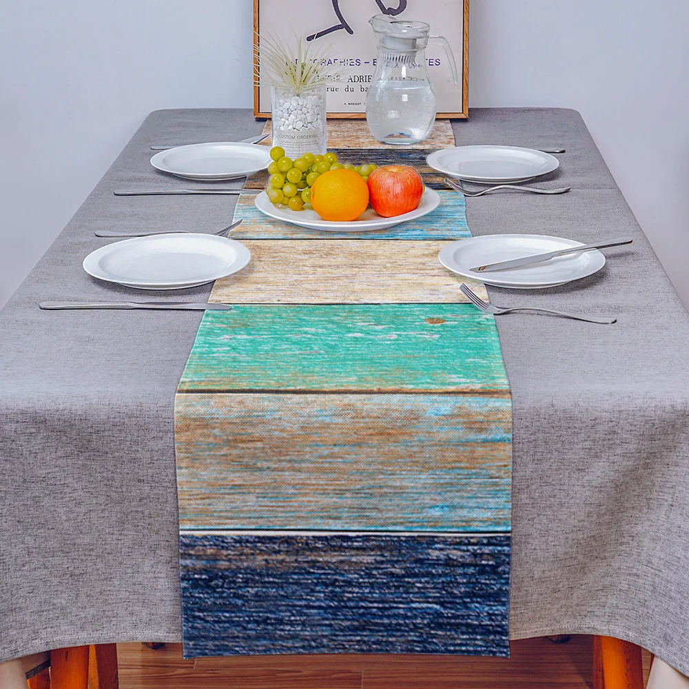 Винтажная настольная скатерть с деревянной текстурой Свадебный декор