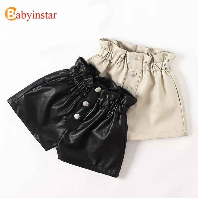 Кожаные шорты Babyinstar для девочек верхняя одежда детей школьные детская плотные с
