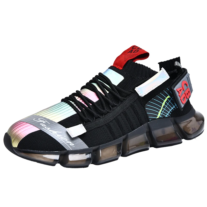 

JUNSRM High Fashion Sneakers Men Knit Upper Breathable Men Casual Shoes Chunky Sneakers Trainers Chunky Dad Shoes
