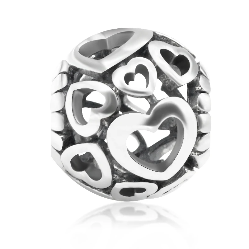 925 пробы серебро ажурное сердце тайная любовь шарм подходит для оригинальной Pandora