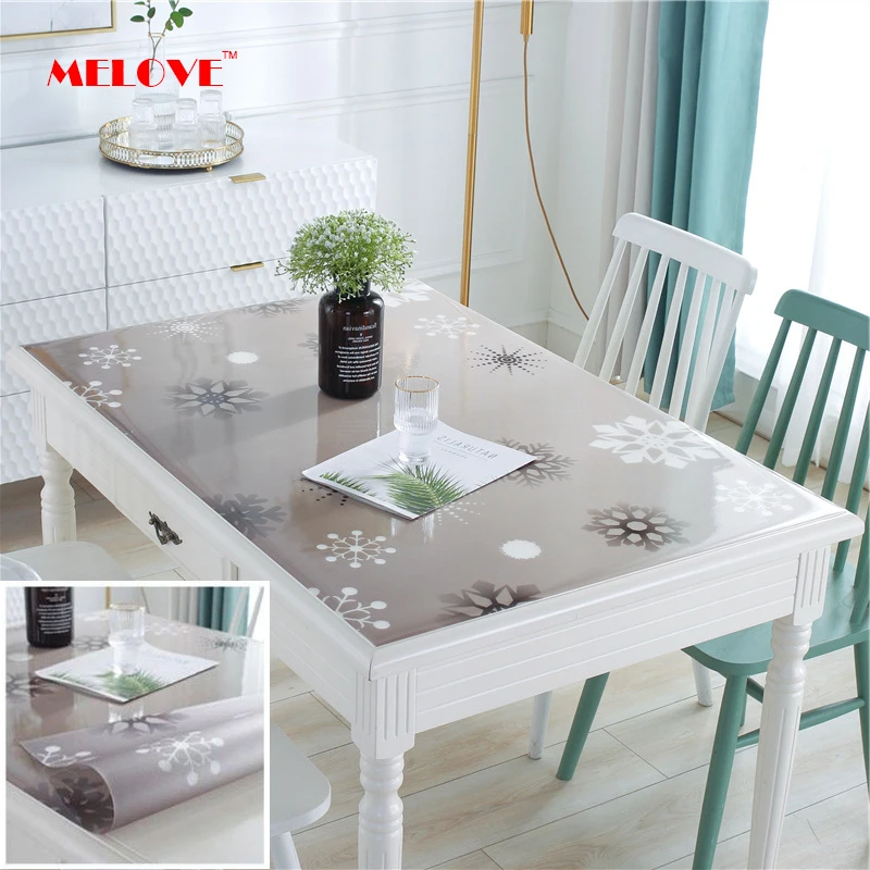 PVC Table Cover Desk Pad Soft Glass Color Transparent Waterproof Tablecloth for Kitchen Dining Coffee 1.0mm | Дом и сад