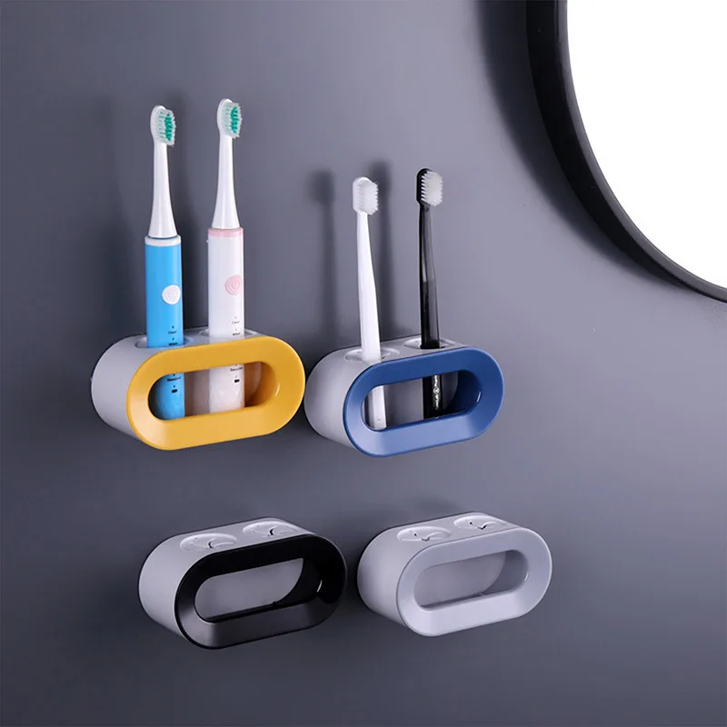 

Double Hole Toothbrush Rack Bathroom Electric Toothbrush Holder Punch-free Toothbrush Storage Rack bathroom accessories