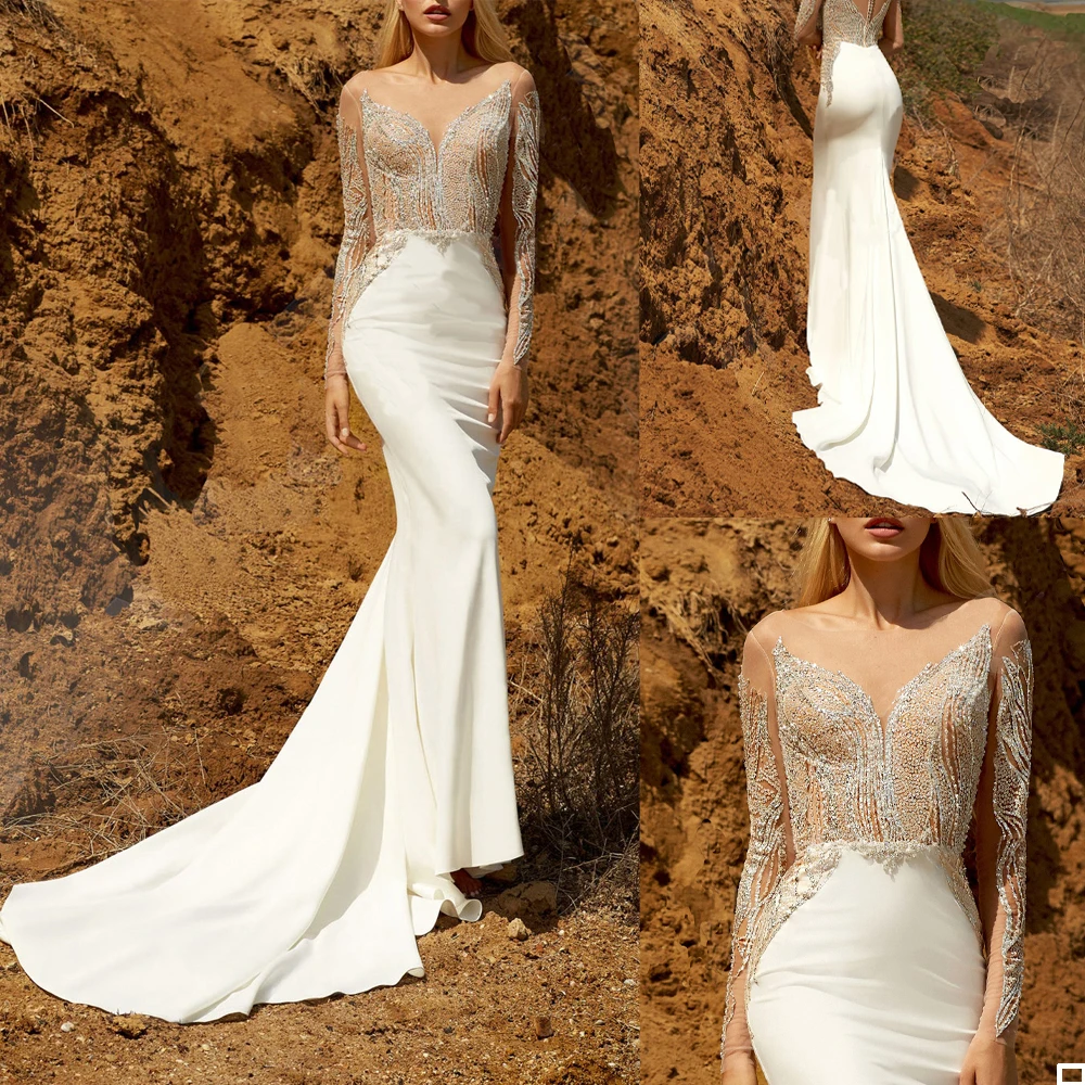 

Бисером белый Новые Вечерние платья с глубоким v-образным вырезом, с аппликацией без бретелек Русалка платье для выпускного вечера Slim Fit осо...