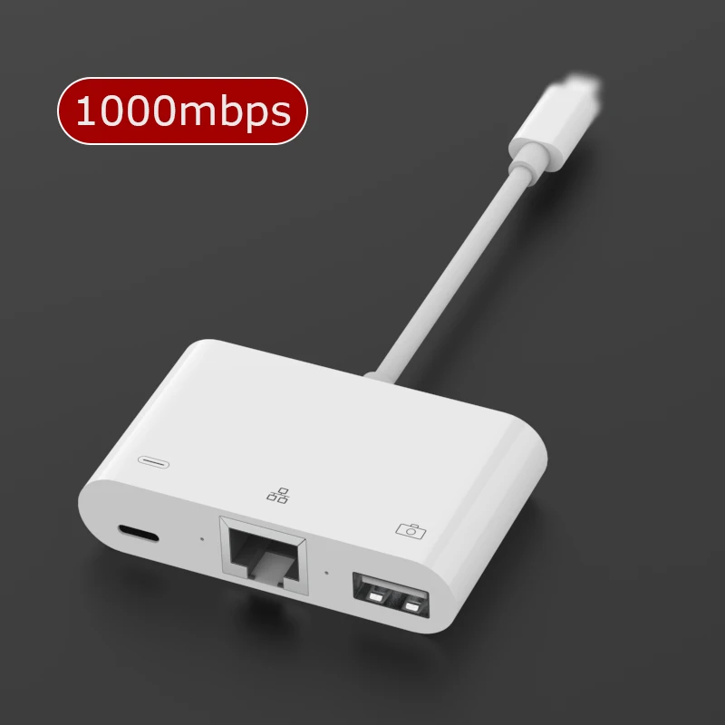 

1000 Мбит/с на базе iOS устройство адаптер кабель USB3.0 RJ45 Ethernet конвертер LAN Сетевой Проводной USB конвертер с зарядным устройством для lPhone ipad