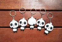 200pcs Kawaii Panda Keychains Cartoon Animal Face PVC Keyring Bag Car Ornament Accessories Party Favor Gifts