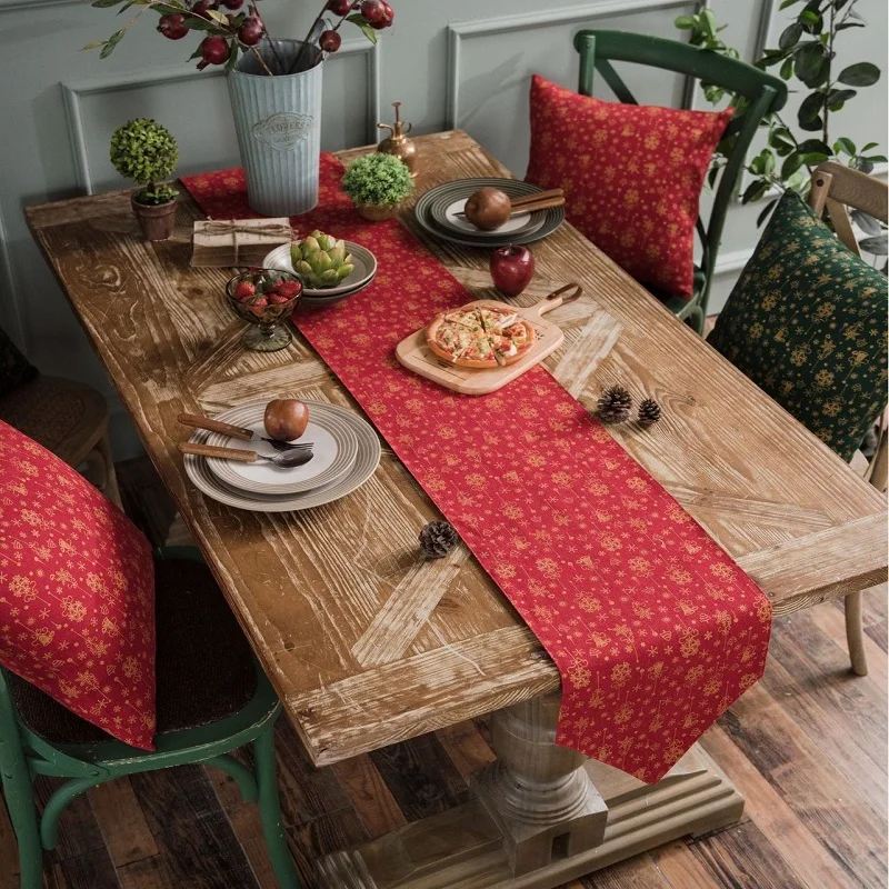 Рождественская красная колокольчика Настольная дорожка Бронзирующая поделка