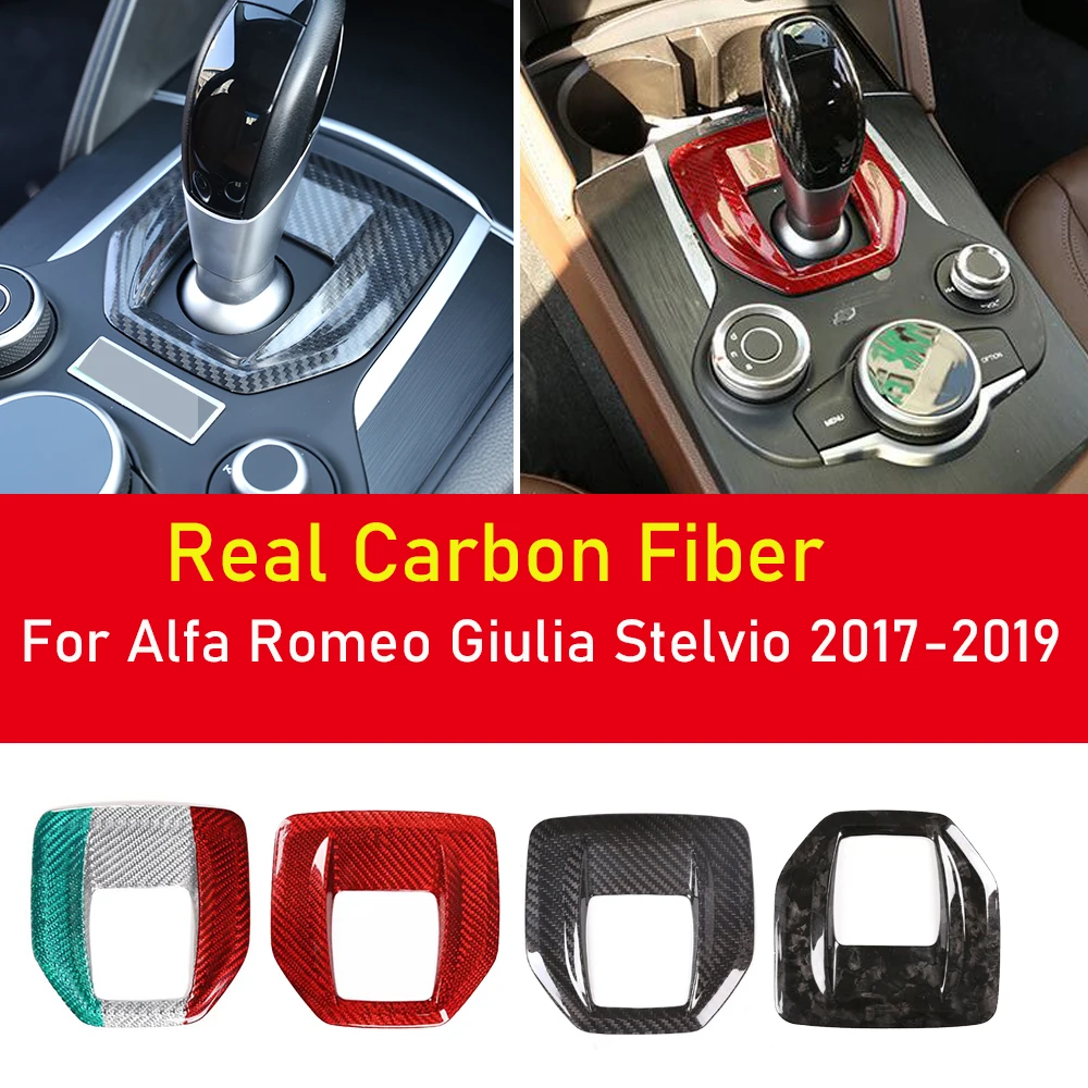 

Real Carbon Fiber Car Center Console Gear Shift Panel Cover Trim Fit For Alfa Romeo Giulia Stelvio 2017-2019 Car Accessories