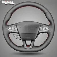 shining wheat black artificial leather steering wheel cover for ford focus rs fiesta st 2015 2018 kuga ecosport st line