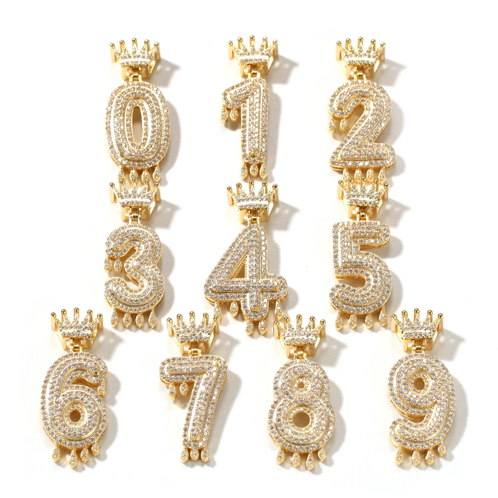 Uwin пользовательские Корона капельные цифры Bling Iced Out ожерелье для мужчин женщин золотой цвет кубический циркониевый хип хоп ювелирные изделия