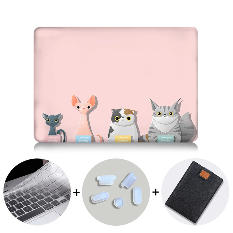 MTT чехол с мультяшными животными для Macbook Air 11 13 Pro retina 13 15 с сенсорной панелью для mac book 12 дюймов чехол для ноутбука с милым котом - Цвет: MB02