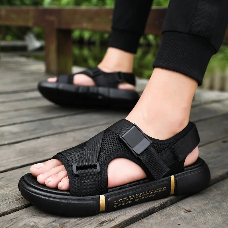 

Men's Sandals Summer Comfortable Slip Thick Sandals Summer Beach Shoes For Lovers Personality Outdoor Casual Shoes Slipper